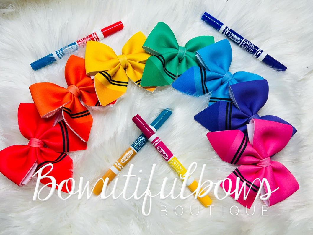 Back to school crayon bows