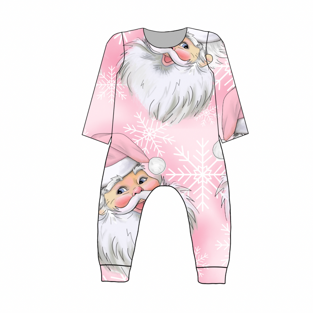 Ollie romper pink Santa