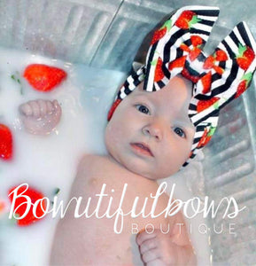 strawberry stripes bow